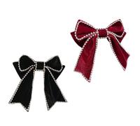 Hohopeti Vintage Bowknot Hairpin 2pcs Set Diamond Rhinestones, Black and Wine Red Colors, Delicate Hair Clips for Women and Girls, Stylish Accessories for Party and Daily Wear