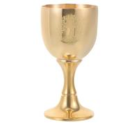 Hohopeti Vintage Brass Chalice Goblet with Pentagram and Tree of Life Design, Sturdy High Foot Offering Cup for Rituals and Desktop Decoration, Golden Brass Water Drinking Cup for Wicca