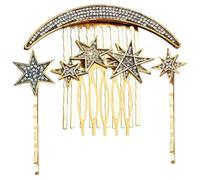 Hohopeti Vintage Hair Clip Set Star and Moon Hairpins Snowflake Rhinestone Side Combs 4pcs Retro Hair Accessories for Wedding