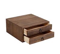 Hohopeti Vintage Multi Wooden Drawer Tea Box for Pu'er Tea Cakes Eco Friendly Breathable Storage with Wear Resistant Finish Charcoal Brown Retro Design for Lovers and Loose Leaf
