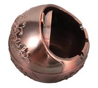 Hohopeti Vintage Rose Desktop Lidded Ashtray Aluminum Alloy Smokeless Covered Ash Bin for Office Home Indoor Outdoor Use Retro Ball-shaped Design