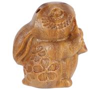 Hohopeti Vintage Style Wood Rabbit Pendant Small Bunny Figurines Sandalwood Material Retro Chic Delicate Design DIY Decoration Can Be Hung on Keychain for Crafts and Jewelry Making