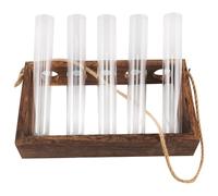 Hohopeti Wall Hydroponic Planters Glass Terrariums with Wooden Frame and 6 Test Tubes, Hanging Water Planter for Indoor Plant Propagation and Home Décor