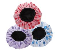 Hohopeti Water Absorbing Shower Hats 4Pcs 27X27Cm 3-Layer PEVA Satin Microfiber Bath Hair Covers for Boys and Girls Women Reusable Waterproof Dry Hair Cap for Spa Makeup