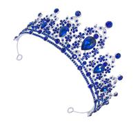 Hohopeti Wedding Alloy Crown Hairband with Sapphire Blue Rhinestones, Bridal Tiara Headpiece for Wedding Hair Accessories, Elegant Crown Headdress for Bride