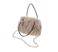 Hohopeti White Plush Small Square Crossbody Bag with Pearl Chain Handle | Fluffy Faux Finish, Synthetic Leather Details, Strap Included, for Wallet and Makeup Travel Use Random Color
