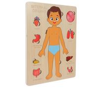 Hohopeti Wooden Anatomy Puzzle for Educational Human Body Model Preschool Teaching Aid Promote Cognitive Skills Hand-eye Coordination Natural Learning Game for Boys