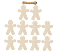 Hohopeti Wooden Christmas Tree Decorations 10pcs Set Gingerbread Man Cutouts Hanging Ornaments with Strings Indoor Xmas Party Tree Pendants Holiday Hanging Decor