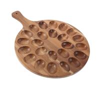 Hohopeti Wooden Deviled Egg Holder Tray for Easter Celebrations Acacia Wood Egg Storage Unique Design and Decorative Use