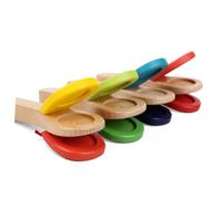 Hohopeti Wooden Finger Castanet Clapper Musical Percussion Educational Instrument for Early Learning Sensory Development Random Color