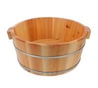 Hohopeti Wooden Foot Soaking Basin 36cm Diameter 16cm High Foot Bath Tub Washbasin for Home Outdoor Travel Bucket Soak Spa Barrel