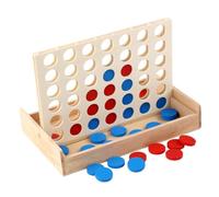 Hohopeti Wooden Four Row Board Game Educational Brain Teaser for Adults Family Interactive Puzzle Game to Enhance Logical Thinking for Parent Fun and