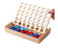 Hohopeti Wooden Four Row Board Game for Adults Educational Checker Game for Family Fun Logical Thinking Training Interaction