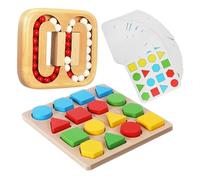 Hohopeti Wooden Geometric Maze Puzzle for Seniors Cognitive Training Brain Teaser Games for Elderly Natural Wood Construction Memory Enhancement Activity Group Interaction Challenge