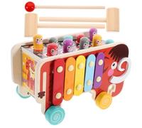 Hohopeti Wooden Knocking for Pounding Hammering Game Educational Early Learning Safe Wood Plaything for Hand-eye Coordination and Cognitive Development