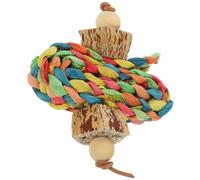 Hohopeti Wooden Parrot Chewing Toy Hanging Bird Cage Shredding Foraging Toy for Parakeets Enrichment Play Supplies