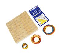 Hohopeti Wooden Peg Boards for Children Educational Toy Mathematical Education Toy Geoboard Plaything with Cards and Rubber Bands to Enhance Motor Skills and Creativity for Parent-child