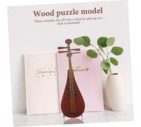 Hohopeti Wooden Puzzle Assemble DIY Lute Model for Preschool Safe Craft Educational Recognition Desk Display and Home Decor