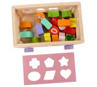 Hohopeti Wooden Shape Sorting Car for Pink Educational Building Blocks with Animal Shapes Fine Motor Skill Development Removable Roof Design for Easy Play