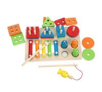 Hohopeti Wooden Shape Sorting for Educational Fishing Game Fine Motor Skill Development Geometric Puzzle Portable Early Learning for Preschool