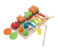 Hohopeti Wooden Shape Sorting Stacking for Geometric Fishing Game and Color Learning Puzzle Safe Montessori Educational for Early Childhood Development
