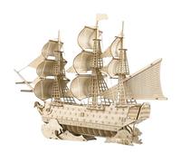 Hohopeti Wooden Ship Model Kit for Adults Vintage Nautical DIY Puzzle Crafts Authentic Sailing Boat Decor for Home Office Display