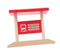 Hohopeti Wooden Train Station Platform Red Simulation Model for Railway Scene Building Educational Pretend Play Accessory Gift
