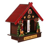 Hohopeti Wooden Weather House Wall Temperature Gauge with Man and Woman Figures Accurate Indoor Humidity Barometer for Home Decor Weather Station for Easy Monitoring