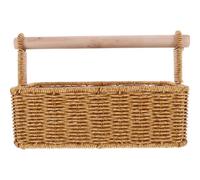 Hohopeti Woven Fruit Basket, Hand-woven Serving Basket, Plastic and Wood, Lightweight, for Sundries and Teapot, Kitchen and Tabletop Organiser, Daily Life and Office
