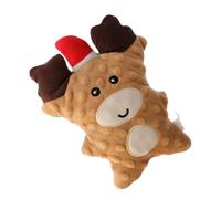 Hohopeti Xmas Gingerbread Man Plush Dog with Squeaky Chew for Puppies Interactive Holiday Reindeer Design for Molar Teething and Festive Play Indoor Outdoor Entertainment