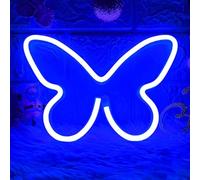 HOHOSIGN Butterfly Neon Sign - Blue LED Wall Decor, Battery Powered Neon Light Sign for Bedroom