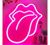 HOHOSIGN Lips Neon Sign Tongue Pink LED Sexy Neon Sign for Wall Decor, USB/Battery Powered, Funny Bar Signs, Cool Game Gaming Gamer Room Decor for Girls