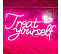 HOHOSIGN Treat Yourself Neon Sign for Wall Decor, LED Pink Neon Sign Treat Yourself Light with Heart, Room Decorations for Bedroom, Birthday Party, Wedding, Salon, Bar, Esthetician, Home, Girl Cave