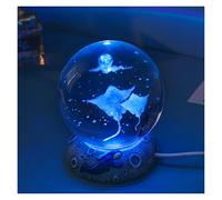 Hohota 1pc 3D Crystal Ball Night Lights Glowing Sea Jellyfish USB Power Warm Bedside Light Night Lamp Room Decor Lamp(Manta Ray,6cm)