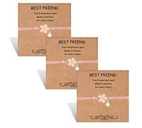 HOHOTANG 3 Friendship Bracelets for Women, Best Friend Bracelets for 3, Sisters Long Distance Flower Bracelet, Adjustable Matching Birthday Jewellery with Box