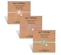 HOHOTANG Best Friend Bracelets for 3, Friendship Matching Bracelet for Women, Trio Bracelets for Best Friends, Long Distance Birthday Jewellery for Sister Bff