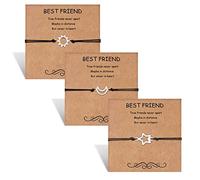 HOHOTANG Friendship Bracelets for 3, Sun Moon Star Trio Bracelets for Best Friend Women, Sisters Long Distance Bracelet, Matching Birthday Jewellery with Box