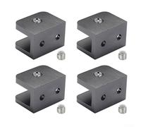 HOHOVYVY Adjustable Glass Shelf Brackets Made of Solid Copper, Suitable for 10-12 mm Glass Thickness, Easy Installation No Drilling, Non-Slip Rubber Inserts (Black)