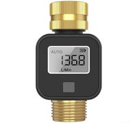 HOHOVYVY Brass Water Flow Meter Sensor 3/4 Inch for BSP and NH Thread with LCD Display and Integrated Filter for Garden Watering (D)