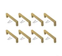 HOHOVYVY Brushed Brass Cabinet Handles, 128Mm Square Bar Pulls(gold-8pcs)