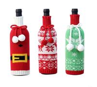 HOHOVYVY Christmas Wine Bottle Bags Pack of 3 Christmas Wine Bottle Covers with Creative Knitting Pattern for Christmas Party