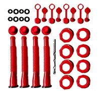 HOHOVYVY Fuel Tank Nozzle Replacement Kit, 2/4 Pieces, Complete Accessories for 5 Gallon Canisters, Flexible Spout (4-Piece Set Red)