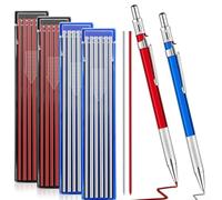 HOHOVYVY Metal Marker Pen with Sharpener for Welding, Fabrication, Woodworking, and Steel Scribing, Featuring Kaolin Material for Reliable and Visible Marks (2 pen 4 box refills)