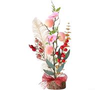 HOHOVYVY Modern Minimalist Plastic Tree with Red Berries Compact Table Decoration for Christmas, New Year and Festive Occasions (B)