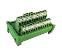 HOHOVYVY Power Distribution Terminal Block with 2 Inputs and 12 Outputs DIN Rail 35 mm to 25 A Compact Design for Industrial Controls Green