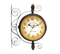HOHOVYVY Station Wall Clock, Vintage Double Sided Wall Clock, Wrought Iron Train, Grand Station Style