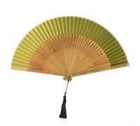 HOHOVYVY Vintage Folding Fan 39 cm Wide Silk Fabric Hand Fan for Dance Wedding Photography Decoration White Red Green (Green)