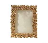 HOHOVYVY Vintage Resin Picture Frame in Gold with Lace Detail, Decorative Photo Frame for Table Stand, 5/6/7 Inch for Living Room or Office (5 x 7 inches)