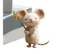 HohuzSruk Cute Needle Felt Mouse 4 x 8 cm Felt Mouse Figures with Five-Pointed Star, Felt Mice Decoration, Cute Felt Mice Figure, Animals Felting, Christmas Decoration Figure Animals Needle Felting