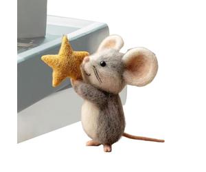 HohuzSruk Cute Needle Felt Mouse 4 x 8 cm Felt Mouse Figures with Five-Pointed Star, Felt Mice Decoration, Cute Felt Mice Figure, Animals Felting, Christmas Decoration Figure Animals Needle Felting